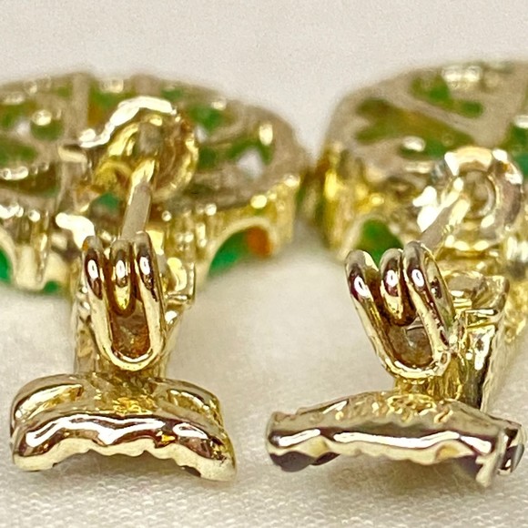 Two Banjo Brooches Gold Tone Holding Green Mother Of Pearl Base - Picture 11 of 12